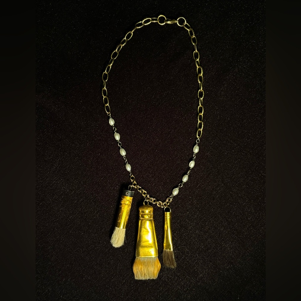 Paintbrush Assemblage Reclaimed Recycled Wearable Art Necklace